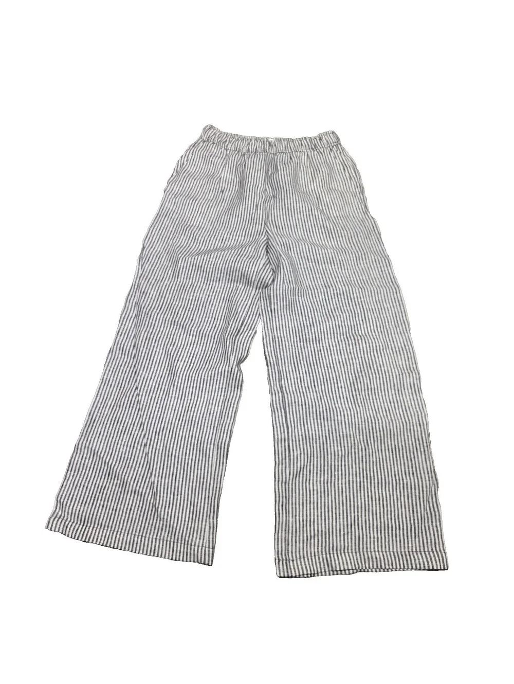 Reformation Womens  Ava Linen Pants Wide Leg Vineyard Striped Black White S